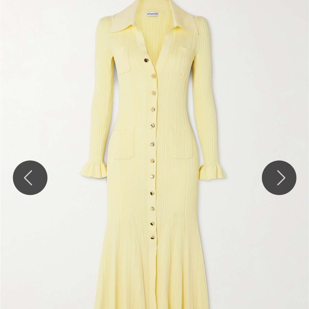 Yellow Ribbed Knit Dress